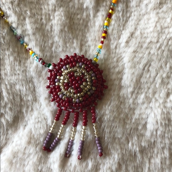 One-of-a-kind beaded dream catcher necklace - Picture 3 of 3